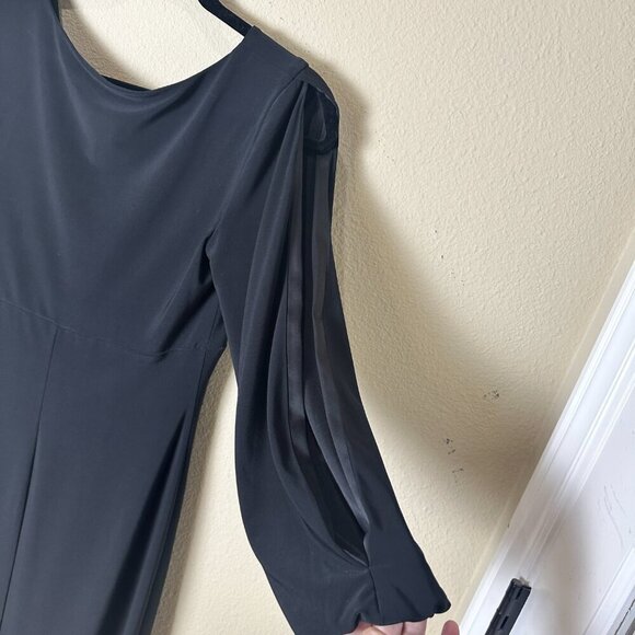 LAUREN RALPH LAUREN Black Long Sleeve Jersey Ruched Dress Size 6 - Picture 8 of 9